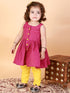 Vastramay SISHU Girl's Purple Striped Handloom Kurta With Yellow Pyjama Set